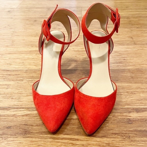 Zara red pointy toe sandals with wide ankle strap and stiletto heels. Size 6.5 - Picture 5 of 15